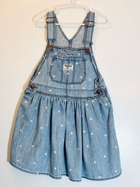 OshKosh B'gosh Star AOP Girls Light Wash Denim Chambray Layer Size 5T Summer